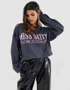 Miss Sixty Cropped Logo T Shirt - Gray