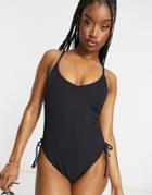 New Look Ruched Side Swimsuit In Black