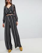 New Look Stripe Wide Leg Pants Two-piece - Black
