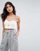 Mango Cross Front Chiffon Crop Top - White