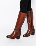Ravel Strap Leather Heeled Knee Boots - Tan
