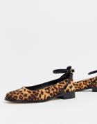 Asos Design Molly Flat Shoes In Leopard-multi