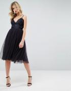 Needle & Thread Embellished Tulle Midi Dress With Cami Straps - Navy