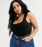 Asos Design Curve Tank With Sexy Square Neck In Black