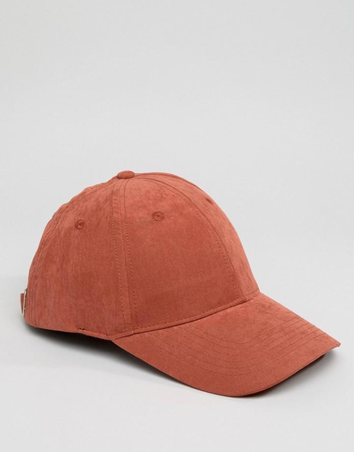 Asos Baseball Cap In Rust Peached Texture - Orange