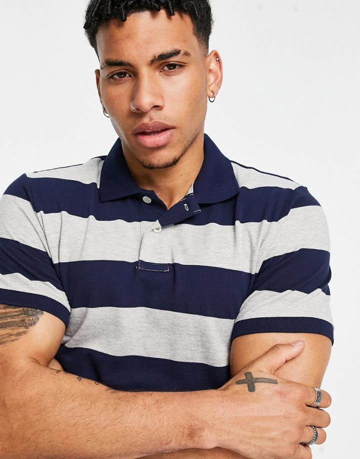 Aeropostale Striped Polo Shirt-grey