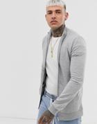 Asos Design Jersey Muscle Track Jacket In Gray Marl