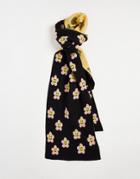 Asos Design Jacquard Knit Scarf In Flower Print-multi