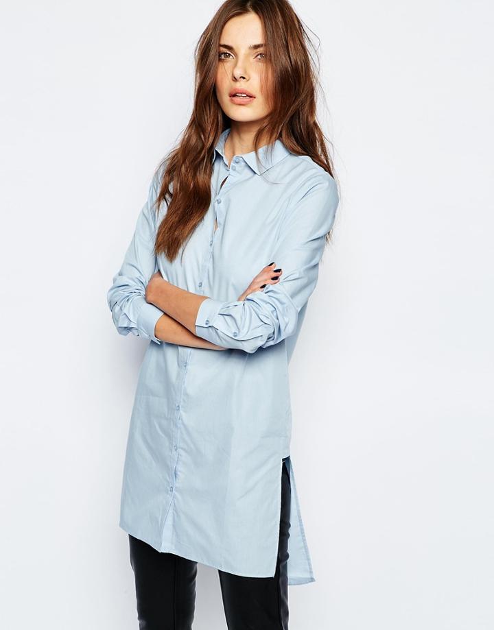 Vila Longline Shirt - Blue