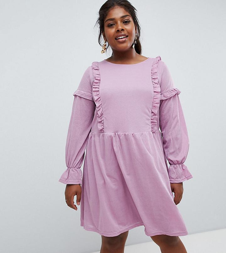 Junarose Ruffle Panel Smock Dress - Purple