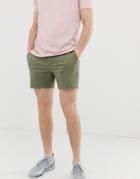 Asos Design Skinny Shorter Chino Shorts In Light Khaki - Green