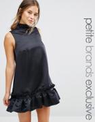 John Zack Petite Structured Mini Shift Dress With Peplum Hem - Black