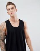 Asos Design Oversized Tank With Chunky Rib In Black - Black