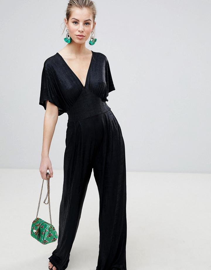 Traffic People Kimono Sleeve Tailored Jumpsuit - Black