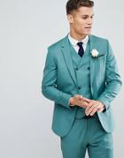 Asos Wedding Slim Suit Jacket In Pine Green 100% Wool - Green