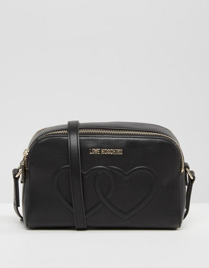 Love Moschino Double Heart Shoulder Bag - Black