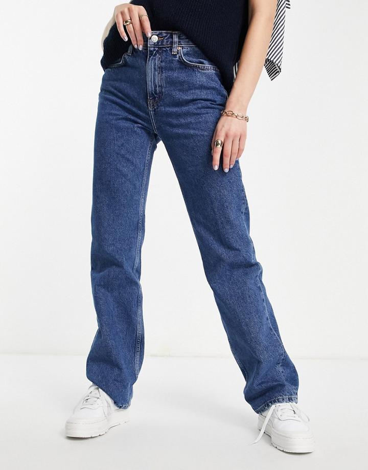 Mango Straight Leg Jean In Mid Blue