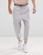 Asos Drop Crotch Tapered Smart Pants In Ice Gray - Gray