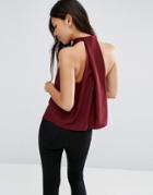 Asos Drape Back Halter Neck Top In Crepe - Red