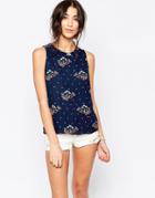 Sugarhill Boutique Top In Summer Flowers Print - Navy