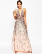 Asos Red Carpet 30's Deep Plunge Rose Sequin Maxi Dress - Rose