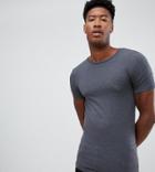 Asos Design Tall Muscle Fit Crew Neck T-shirt In Gray