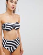 Missguided Stripe Bardot Bikini Top - Multi
