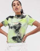 The Ragged Priest High Neck Crop Top In Tie Dye-green