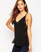 Asos Cami In Lace And Crepe - Black