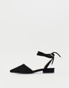 Raid Jennie Black Ankle Tie Flat Shoes - Black