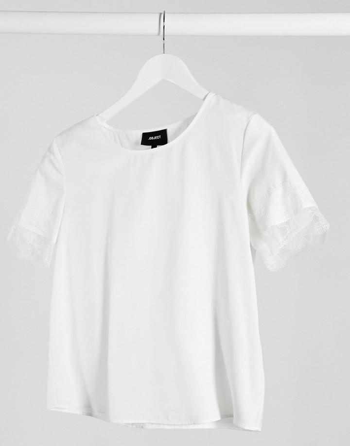 Object Eileen Lace Trim Slinky Top In White