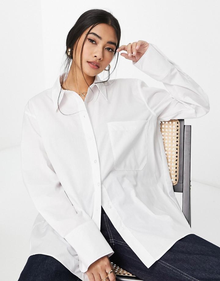 River Island Boyfriend Poplin Shirt In White