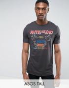 Asos Tall Longline T-shirt With Band Logo Print - Gray