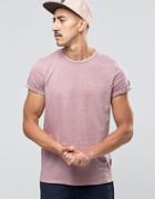 Asos T-shirt In Lilac Nep With Roll Sleeve - Dusty Lilac