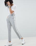 Asos Design Grid Check Side Stripe Pants - Multi
