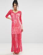 Little Mistress Crochet Maxi Dress - Pink