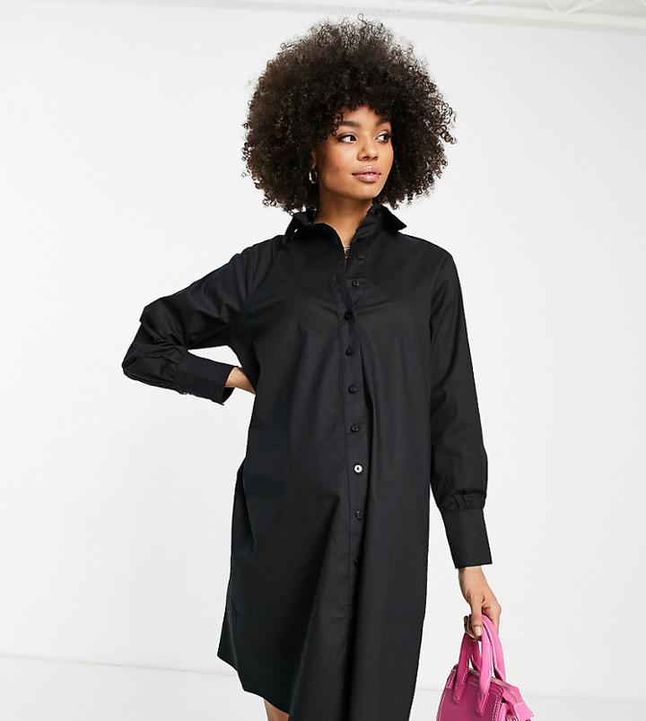 Glamorous Bloom Tie Waist Shirt Dress In Black