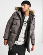 Good For Nothing Parka Jacket In Taupe With Fur Hood-gray