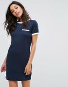 Vila Mini Shift Dress With Contrast Piping - Navy