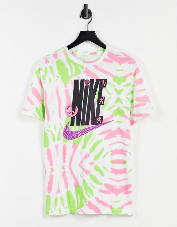 Nike Festival Futura Tie Dye T-shirt In White/green