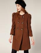 Asos Collarless Double Breasted Coat - Black