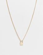 Asos Design Necklace With Mini Padlock In Gold Tone