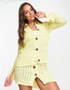 River Island Ladder Crochet Cardigan In Yellow - Part Of A Set