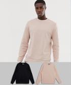 Asos Design Sweatshirt 2 Pack Black/dark Beige - Multi