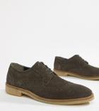 Asos Design Brogue Shoes In Gray Suede With Natural Sole - Gray