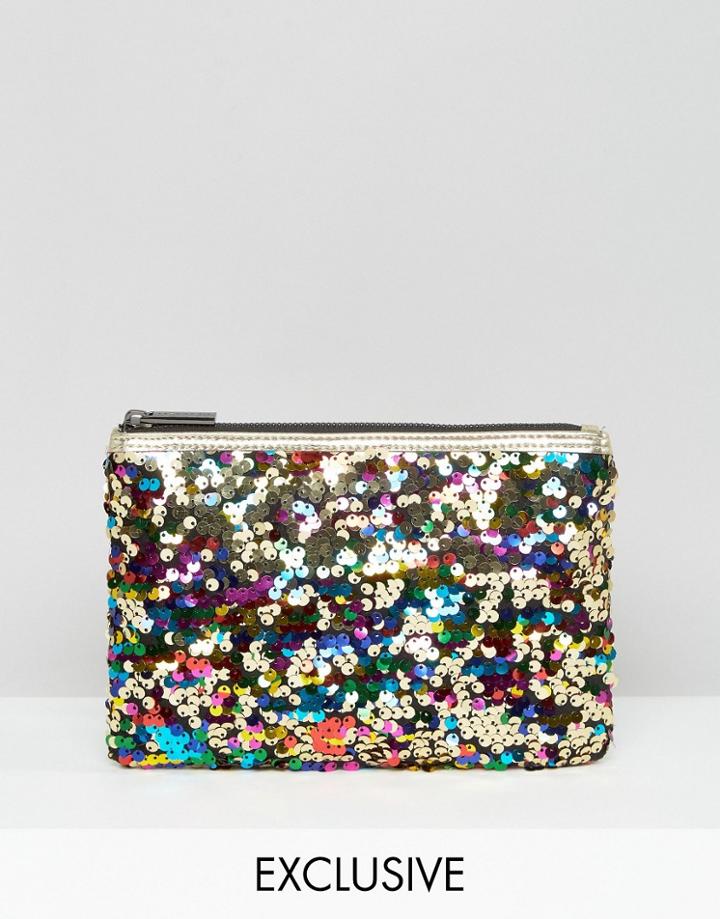 Skinnydip Rainbow Sequin Pouch - Multi