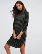 Vero Moda Ribbed Curved Hem Sweater Dress - Green