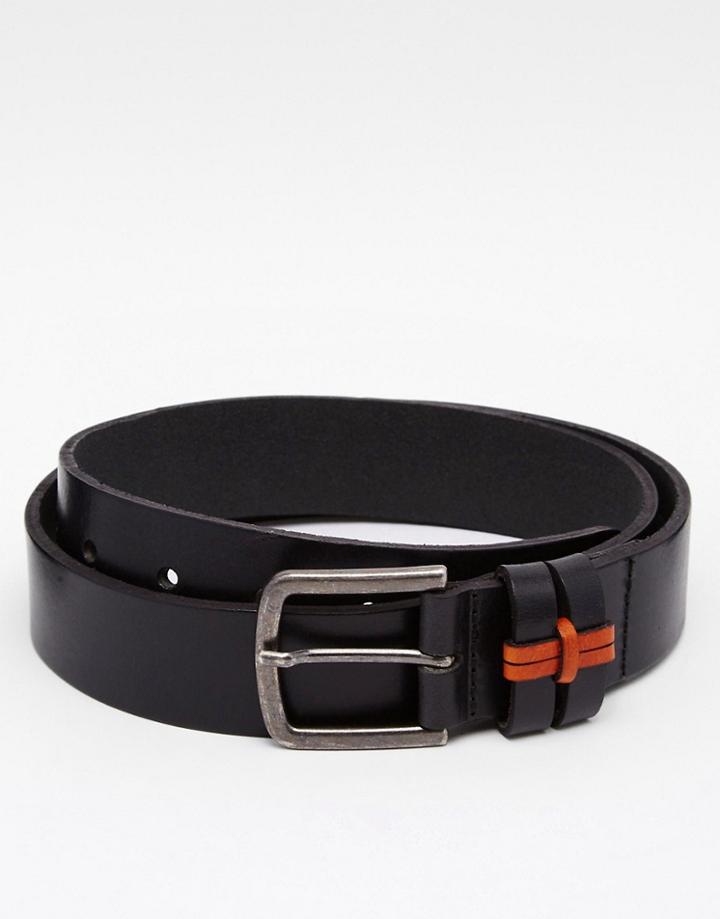 Asos Leather Belt In Black With Keeper Detail - Black