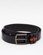 Asos Leather Belt In Black With Keeper Detail - Black