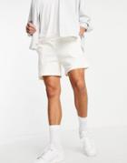 Asos Design Oversized Jersey Shorts In Shorter Length In Soft White - Part Of A Set